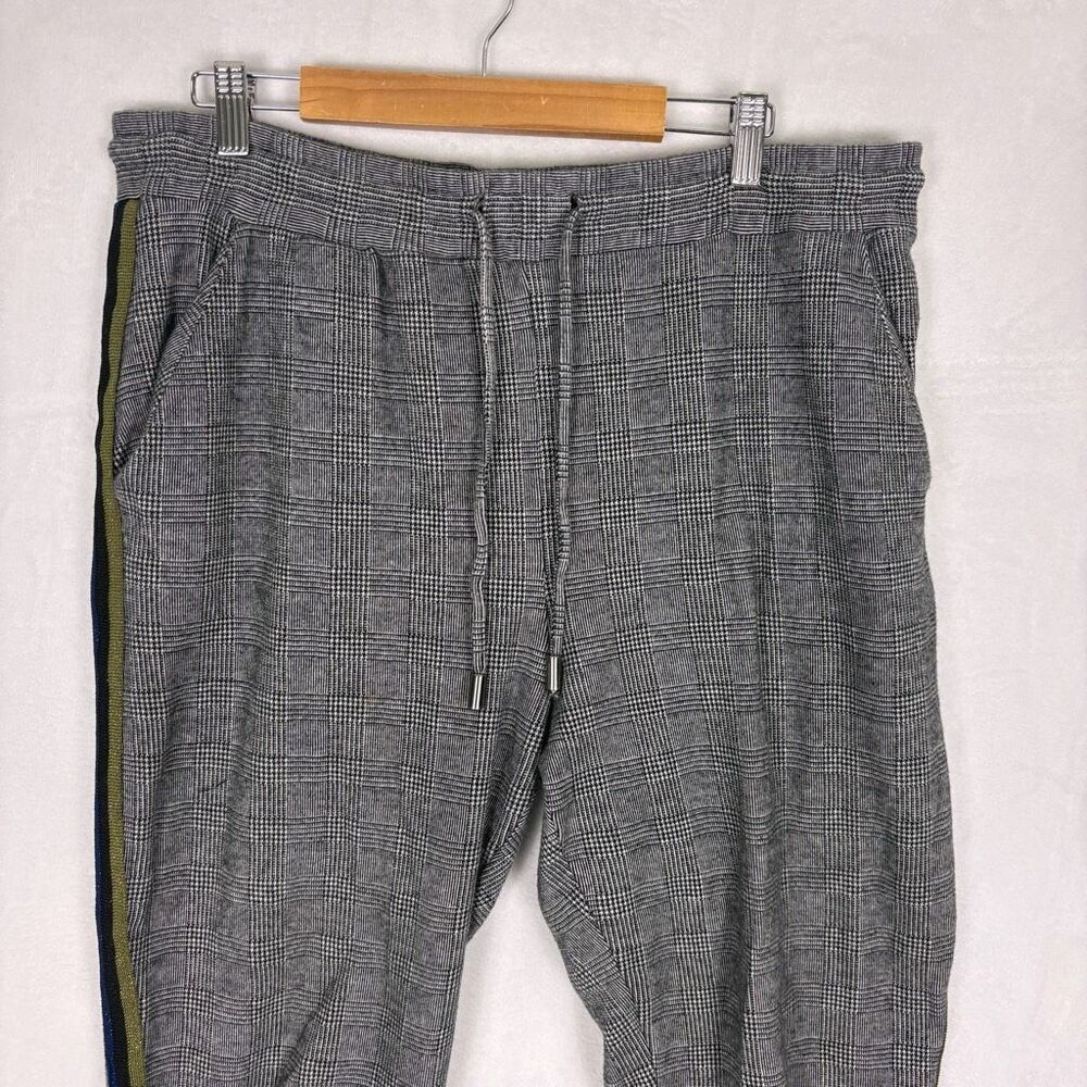 Maeve by Anthropologie Black Plaid with Sparkle Striped Side Pants Size Large - Picture 2 of 12